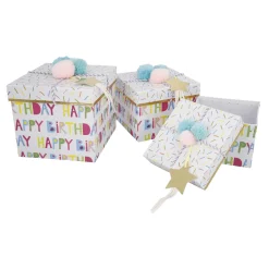 NANU-NANA 3er Set Geschenkkarton Geburtstag/Quadro, Stern