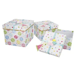 NANU-NANA 3er Set Geschenkkarton Geburtstag/Quadro, Partyhut