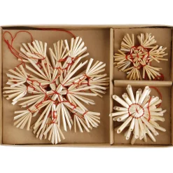 NANU-NANA 9er Set Strohanhänger Sterne, Rot