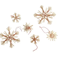 NANU-NANA 9er Set Strohanhänger Sterne, Rot
