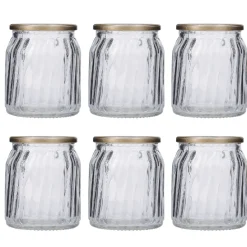 NANU-NANA 6er Set Windlicht Votiv, Goldrand/klar, 7 Cm