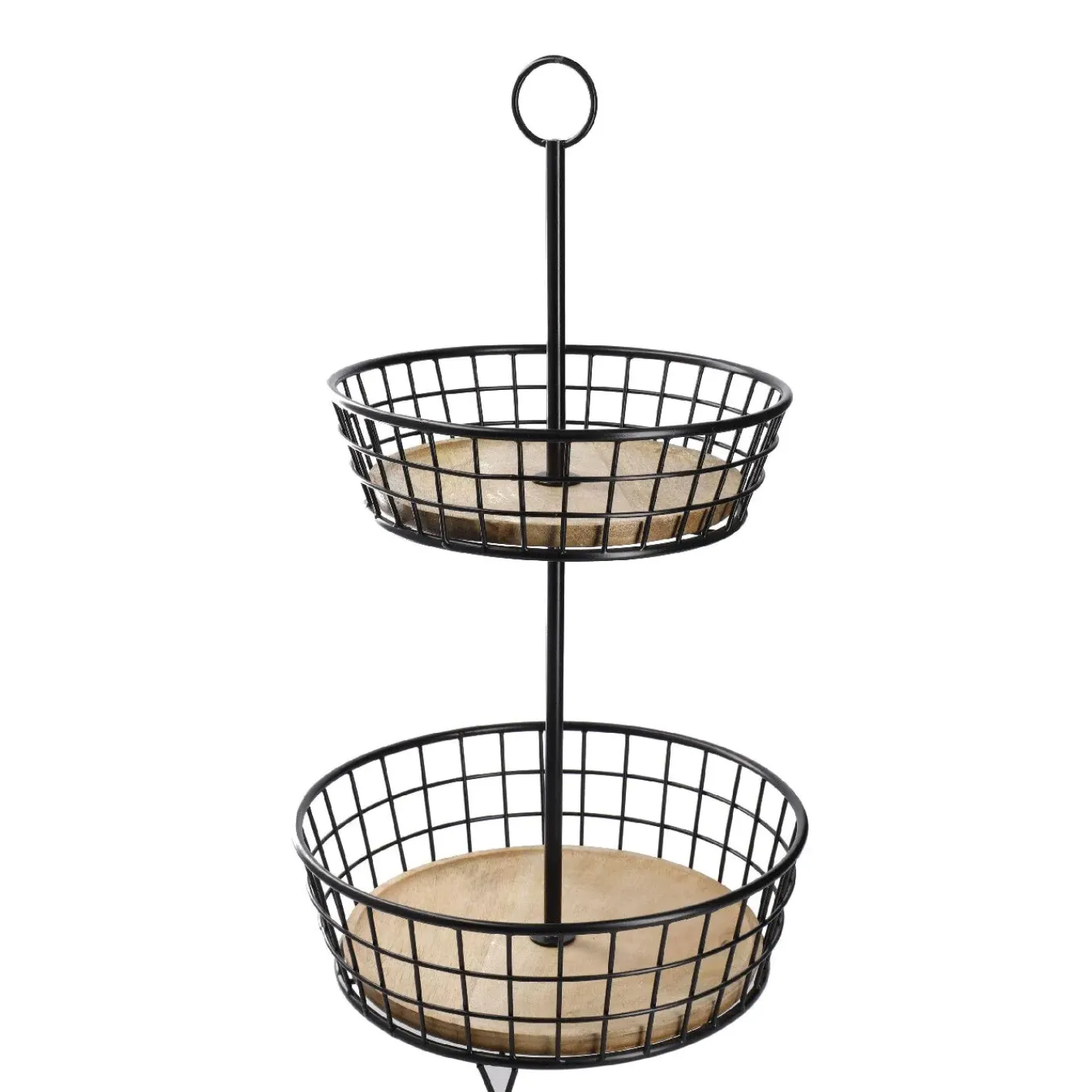 NANU-NANA Etagere Holz/Metall, 2 Körbe, Schwarz, 68 Cm