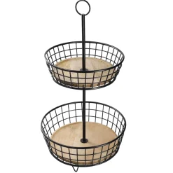 NANU-NANA Etagere Holz/Metall, 2 Körbe, Schwarz, 68 Cm