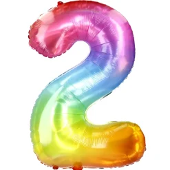 NANU-NANA Folienballon Zahl 2, Bunt, 80 Cm