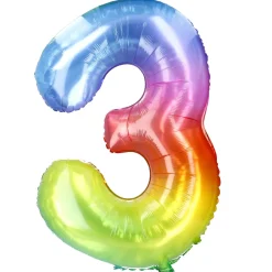 NANU-NANA Folienballon Zahl 3, Bunt, 80 Cm