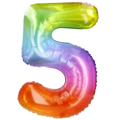 NANU-NANA Folienballon Zahl 5, Bunt, 80 Cm