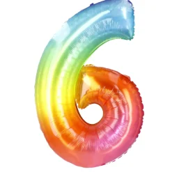 NANU-NANA Folienballon Zahl 6, Bunt, 80 Cm