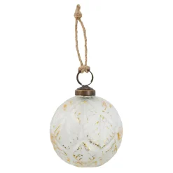 NANU-NANA Glaskugel Blätter, Creme/gold, 7 Cm