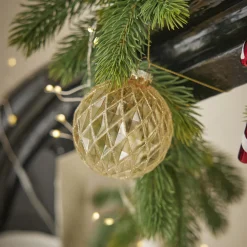 NANU-NANA Glaskugel Dekor, Rauten/gold, 8 Cm