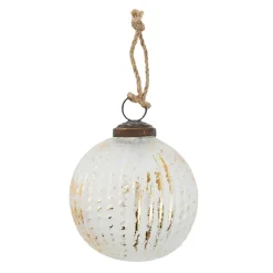 NANU-NANA Glaskugel Längsrillen, Creme/gold, 7 Cm