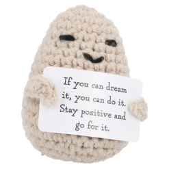 NANU-NANA Häkelfigur Spruch, Kartoffel/Dream It, 8 Cm