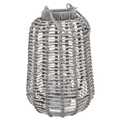 NANU-NANA Holz-Laterne Wuhan, Grau, 37 Cm