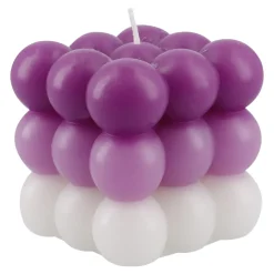 NANU-NANA Kerze Bubbles, Eckig, Lila/flieder/weiß, 8 X 8 X 8 Cm