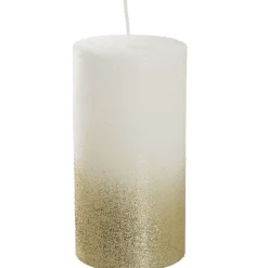 NANU-NANA Kerze Rustik/Glitter, Weiß/gold, 7 X 13 Cm