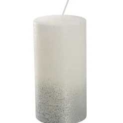 NANU-NANA Kerze Rustik/Glitter, Weiß/silber, 7 X 13 Cm