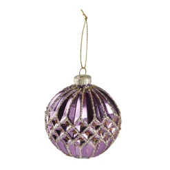 NANU-NANA Kugel Dekor, Rauten/lila, 8 Cm