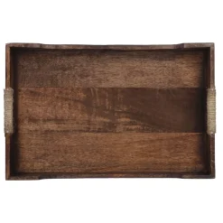 NANU-NANA Tablett Mit Seilgriff, Braun, 45.5 X 30 Cm