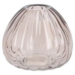 NANU-NANA Vase Rillen, Hellbraun/bauchig, Höhe 7.5 Cm