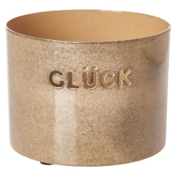 NANU-NANA Windlicht Glück, Beige, 7 X 10 Cm