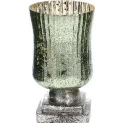 NANU-NANA Windlicht Pokal, Iris, Grün, 20 Cm